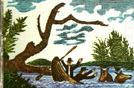 unknow artist en kanot valtes av en flytande tradstam china oil painting image